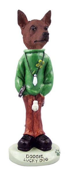 Red & Brown Miniature Pinscher Lucky Doogie Collectible Dog Figurine