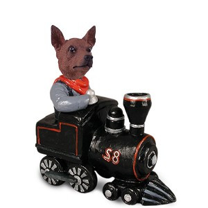Red & Brown Miniature Pinscher Train Doogie Collectible Dog Figurine