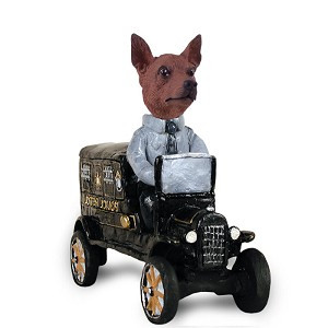 Red & Brown Miniature Pinscher Paddy Wagon Doogie Collectible Dog Figurine
