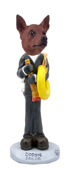 Red & Brown Miniature Pinscher Sailor Doogie Collectible Dog Figurine
