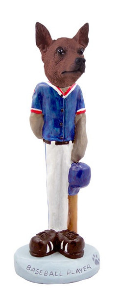 Red & Brown Miniature Pinscher Baseball Doogie Collectible Dog Figurine