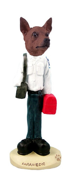 Red & Brown Miniature Pinscher Paramedic Doogie Collectible Dog Figurine