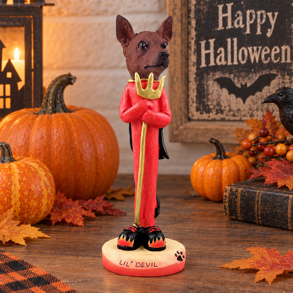 Red & Brown Miniature Pinscher Lil Devil Doogie Collectible Dog Figurine