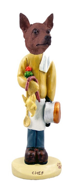 Red & Brown Miniature Pinscher Chef Doogie Collectible Dog Figurine