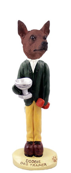 Red & Brown Miniature Pinscher Trainer Doogie Collectible Dog Figurine