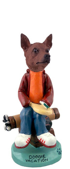 Red & Brown Miniature Pinscher Vacation Doogie Collectible Dog Figurine