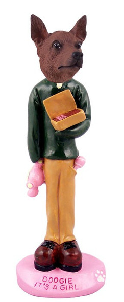 Red & Brown Miniature Pinscher It's a Girl Doogie Collectible Dog Figurine