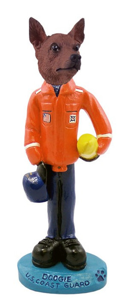 Red & Brown Miniature Pinscher U S Coast Guard Doogie Collectible Dog Figurine