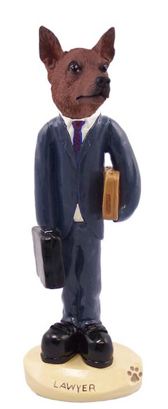 Red & Brown Miniature Pinscher Lawyer Doogie Collectible Dog Figurine