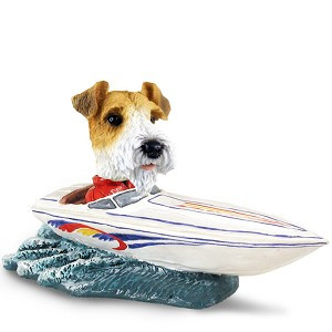 Red Wire Fox Terrier Motorboat Doogie Collectible Dog Figurine