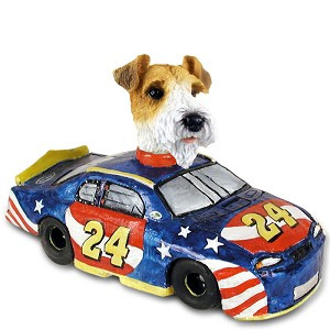 Red Wire Fox Terrier Race Car Doogie Collectible Dog Figurine