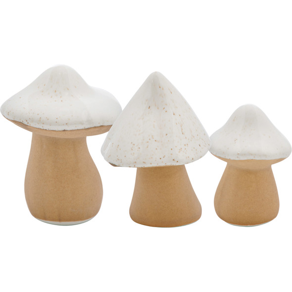 Set of 3 Decorative Ceramic Cone Mushroom Figurines from Primitives by Kathy