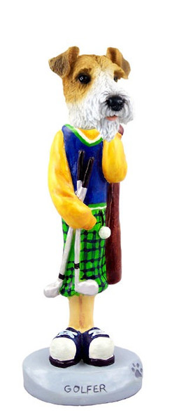 Red Wire Fox Terrier Golf Doogie Collectible Dog Figurine