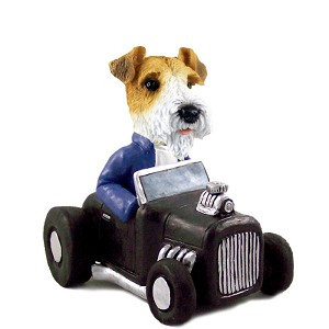 Red Wire Fox Terrier Hot Rod Doogie Collectible Dog Figurine
