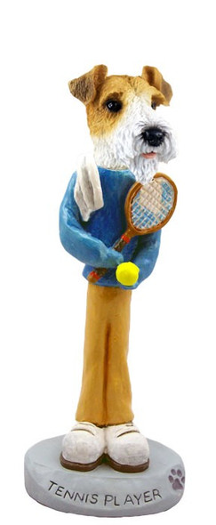 Red Wire Fox Terrier Tennis Player Doogie Collectible Dog Figurine