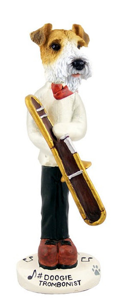 Red Wire Fox Terrier Trombonist Doogie Collectible Dog Figurine