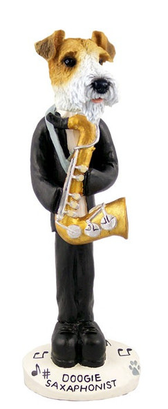 Red Wire Fox Terrier Saxophonist Doogie Collectible Dog Figurine
