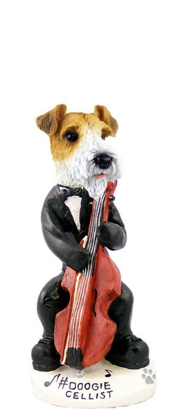 Red Wire Fox Terrier Cellist Doogie Collectible Dog Figurine