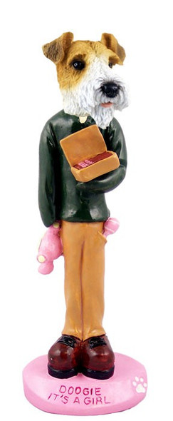 Red Wire Fox Terrier It's a Girl Doogie Collectible Dog Figurine