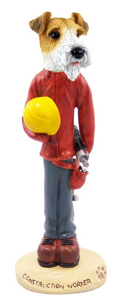 Red Wire Fox Terrier Construction Worker Doogie Collectible Dog Figurine