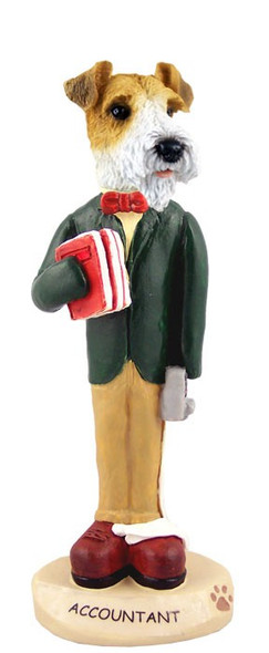 Red Wire Fox Terrier Accountant Doogie Collectible Dog Figurine