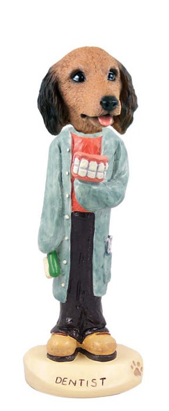Longhaired Red Dachshund Dentist Doogie Collectible Dog Figurine