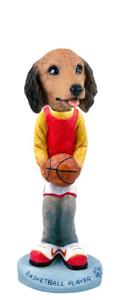 Longhaired Red Dachshund Basketball Doogie Collectible Dog Figurine
