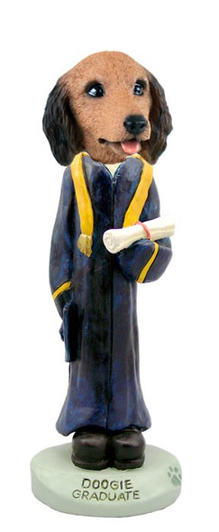 Longhaired Red Dachshund Graduate Doogie Collectible Dog Figurine