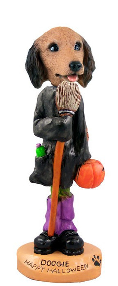 Longhaired Red Dachshund Happy Halloween Doogie Collectible Dog Figurine