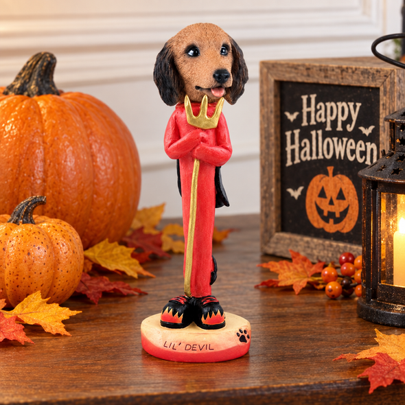Longhaired Red Dachshund Lil Devil Doogie Collectible Dog Figurine