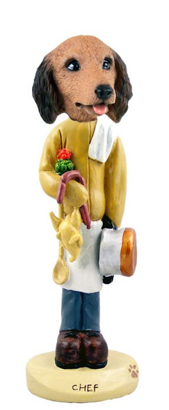 Longhaired Red Dachshund Chef Doogie Collectible Dog Figurine