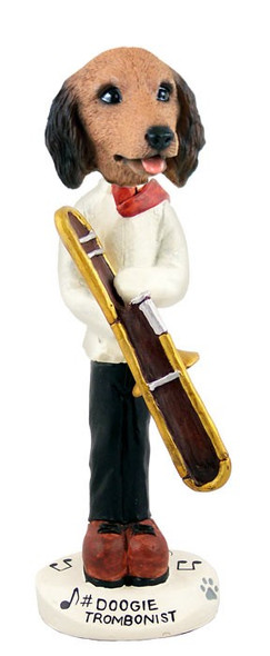 Longhaired Red Dachshund Trombonist Doogie Collectible Dog Figurine