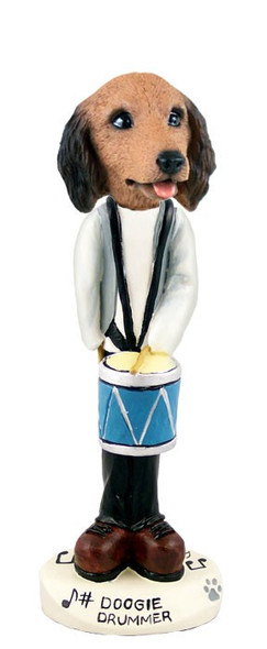 Longhaired Red Dachshund Drummer Doogie Collectible Dog Figurine