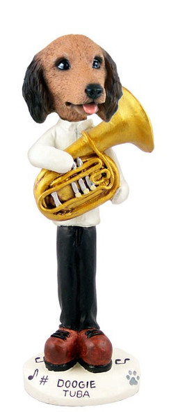 Longhaired Red Dachshund Tuba Doogie Collectible Dog Figurine