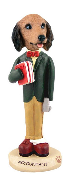 Longhaired Red Dachshund Accountant Doogie Collectible Dog Figurine