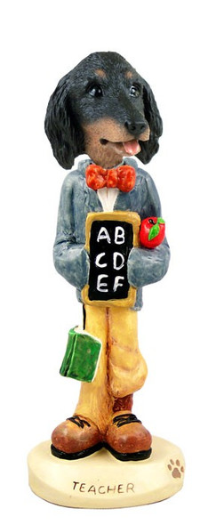 Longhaired Black Dachshund Teacher Doogie Collectible Dog Figurine