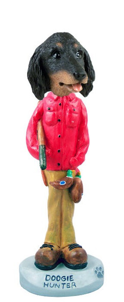 Longhaired Black Dachshund Hunter Doogie Collectible Dog Figurine