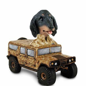 Longhaired Black Dachshund Hummer Doogie Collectible Dog Figurine