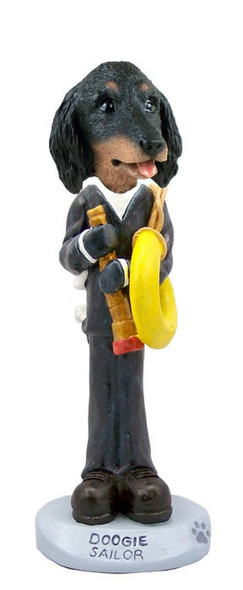 Longhaired Black Dachshund Sailor Doogie Collectible Dog Figurine