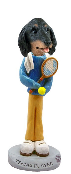 Longhaired Black Dachshund Tennis Player Doogie Collectible Dog Figurine