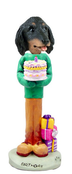 Longhaired Black Dachshund Birthday Doogie Collectible Dog Figurine
