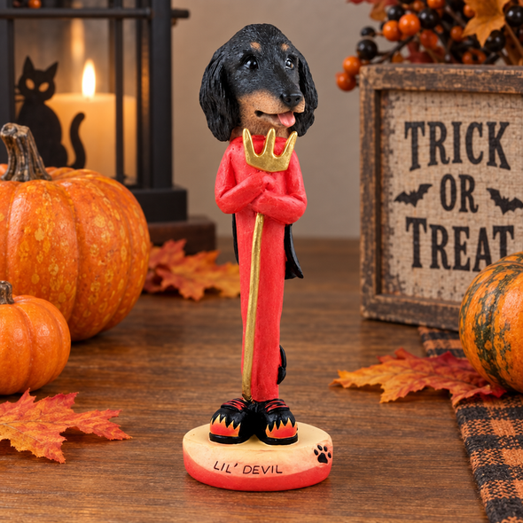 Longhaired Black Dachshund Lil Devil Doogie Collectible Dog Figurine