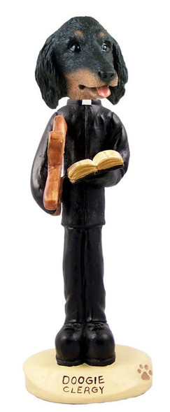Longhaired Black Dachshund Clergy Doogie Collectible Dog Figurine