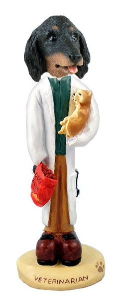 Longhaired Black Dachshund Veterinarian Doogie Collectible Dog Figurine
