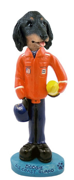 Longhaired Black Dachshund U S Coast Guard Doogie Collectible Dog Figurine