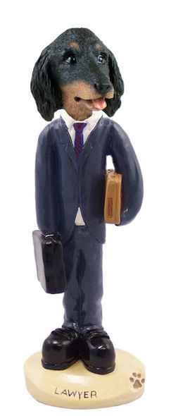 Longhaired Black Dachshund Lawyer Doogie Collectible Dog Figurine