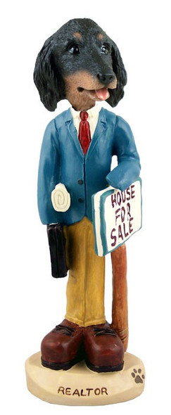 Longhaired Black Dachshund Male Realtor Doogie Collectible Dog Figurine