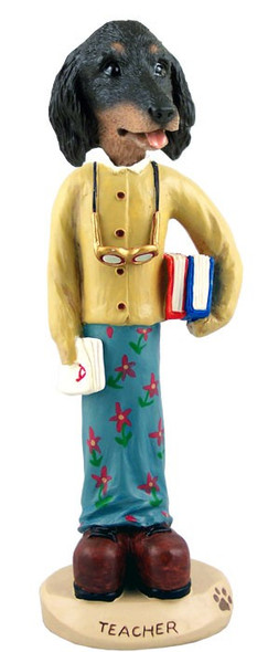 Longhaired Black Dachshund Female Teacher Doogie Collectible Dog Figurine