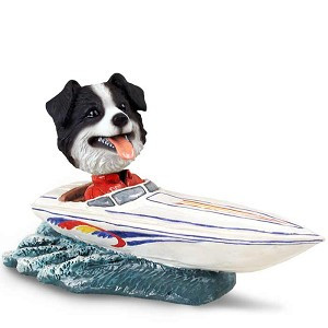 Border Collie Motorboat Doogie Collectible Dog Figurine