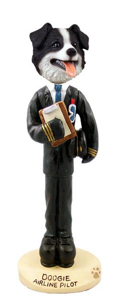 Border Collie Airline Pilot Doogie Collectible Dog Figurine
